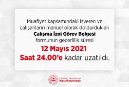 Çalışma İzin Görev Belgesi Süresi Uzatıldı