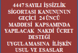 Nakdi Ücret Desteği Uygulamasına İlişkin Usul ve Esaslar