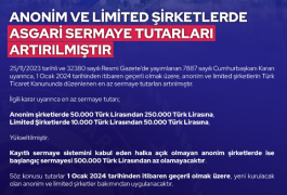 Ticaret Sicili Müdürlüklerimiz için Asgari Sermaye Düzenlemesi hakkında