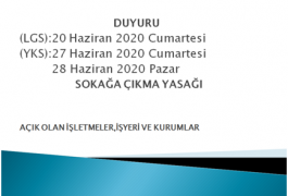 LGS-YKS Tedbirleri ve Sokağa Çıkma Kısıtlaması Genelgesi Hakkında